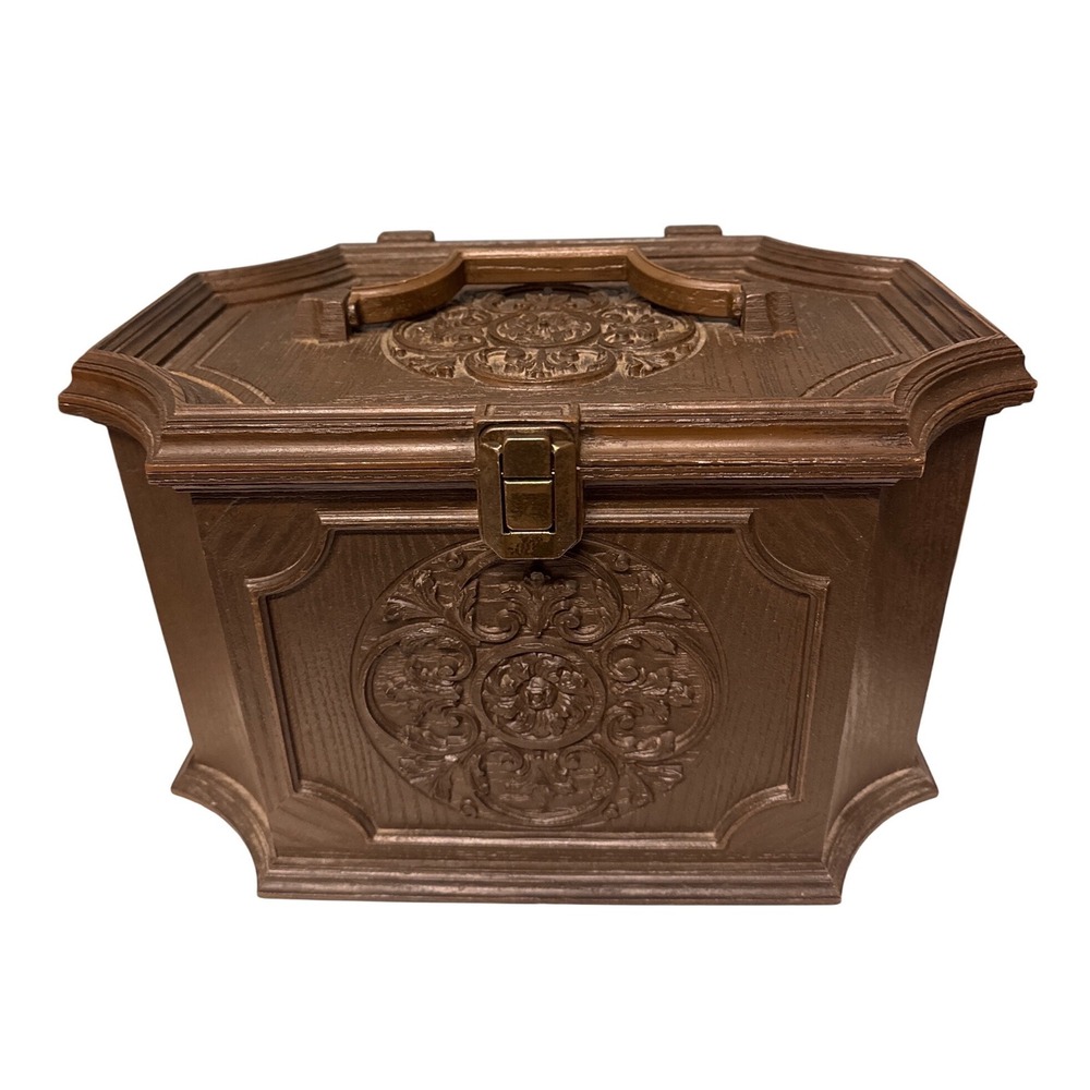 Max Klein MCM Decorative Storage Box Trinket Jewelry Chest Organizer Vtg Brown